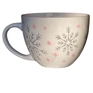 PEPPERMINT and PINE Snowflake Silver, Gray and Pink on white Mug hot chocolate